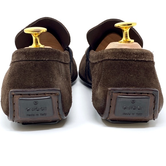 GUCCI Dark Brown Suede with Brown & Black Web Ribb - Picture 6 of 8